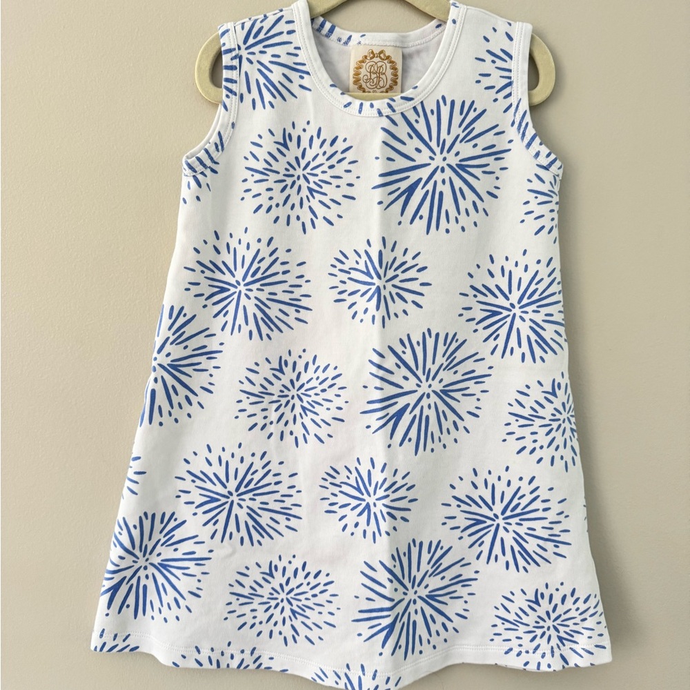 Before Bonnets' White & Blue Firework Print Tank Dress